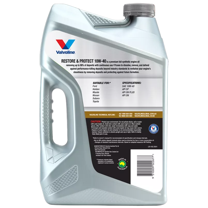 Valvoline Restore & Protect 10W-40 Premium Full Synthetic Engine Oil 6L - 1492.06 (Pickup Only)