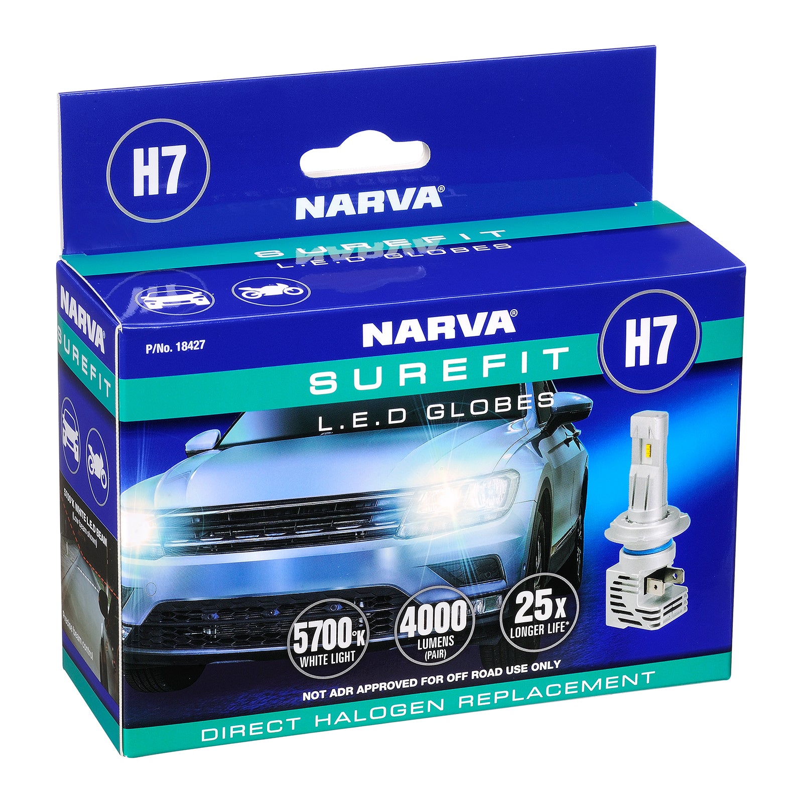 セット Narva 18427 H7 SureFit LED Globes - 2 Pack