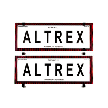 Altrex Standard Size Red Carbon Fibre Number Plate Protectors - without Lines - 6SER