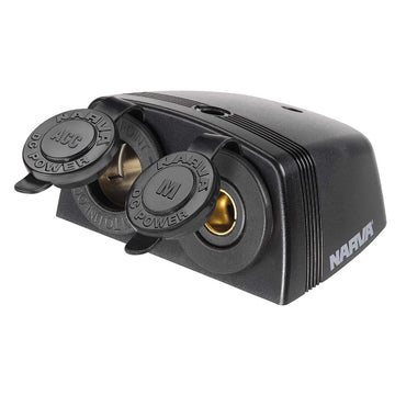 Narva 81164BL Heavy-Duty Twin Surface Mount Accessory/Merit Sockets