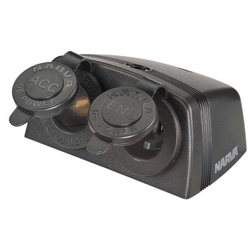 Narva 81165BL Heavy-Duty Twin Surface Mount Accessory/Engel Type Sockets