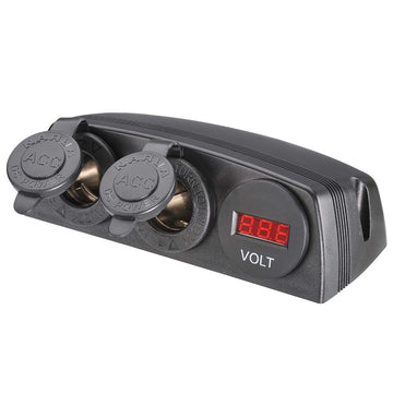 Narva 81190BL Heavy-Duty Twin Surface Mount Accessory Sockets And 12/24V Dc LED Volt Meter