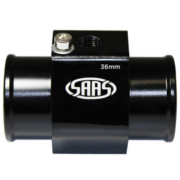 SAAS Black Aluminium Water Temperature Adapter for Radiator Hose - 36mm - SWTA36B