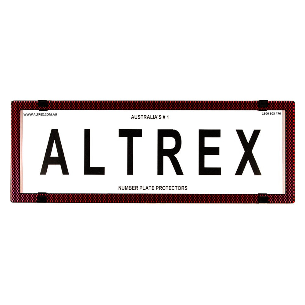 Altrex Standard Size Red Carbon Fibre Number Plate Protectors - without Lines - 6SER
