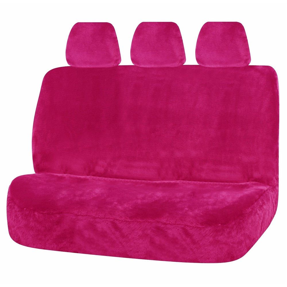 MyCar Finesse Pink Faux Fur Universal Rear Seat Cover Size 06