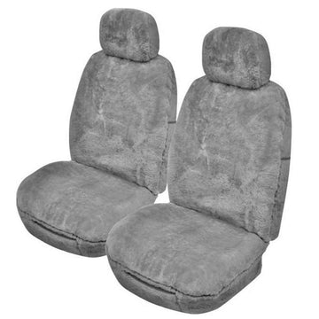 MyCar 25mm Thick Sheepskin Front Alpine Seat Covers Universal Size 30 - Grey - SALPA3007