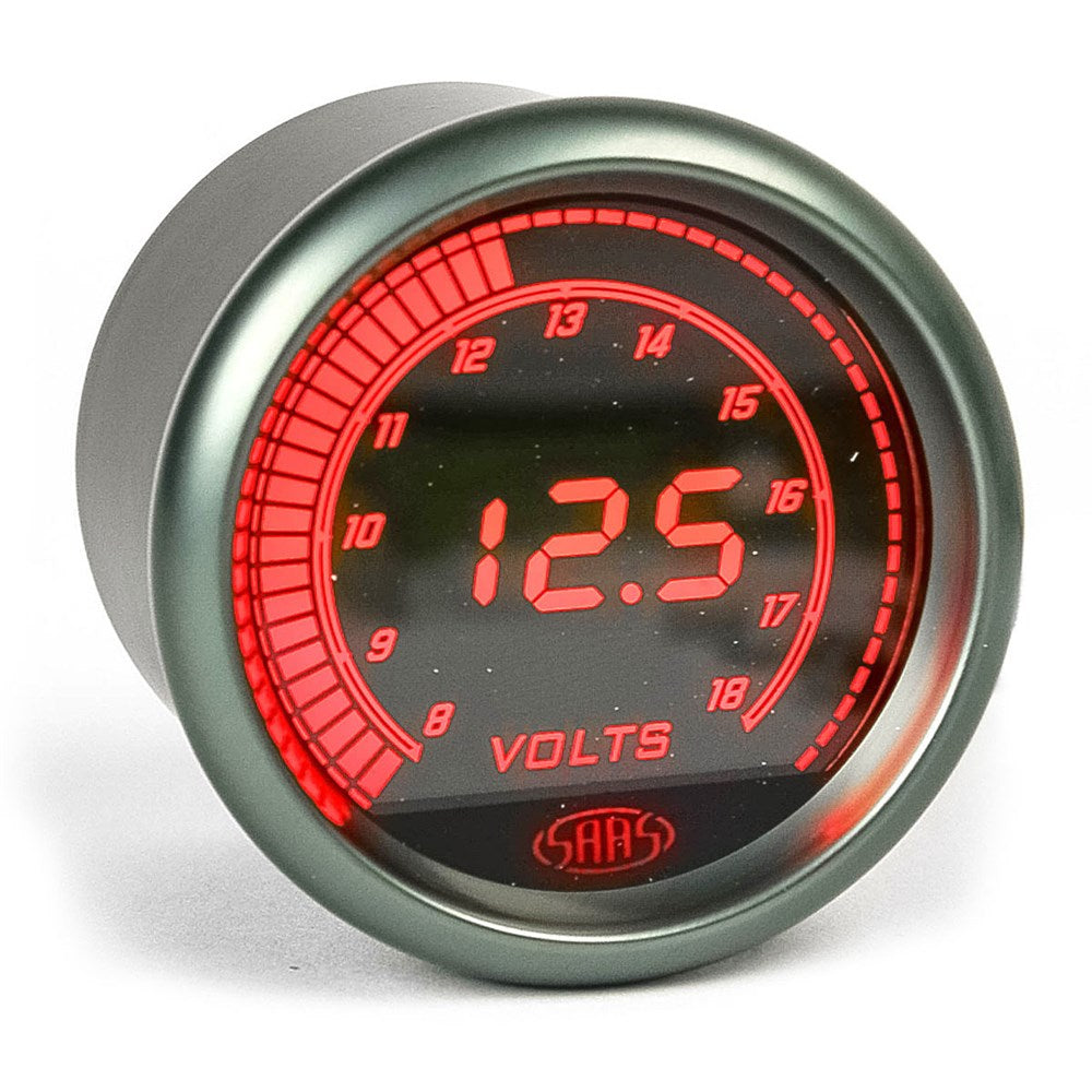 SAAS 52mm Muscle Digital Series Voltmeter Gauge (8-18V) - SG41250