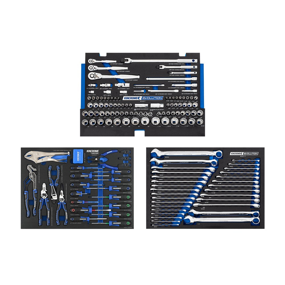 Kincrome Evolution Pursuit 209 Piece 11 Drawer Roller Cabinet and Tool Chest with Bonus Gear Spanner Set - P1931B  (Bulky Item - Freight Applies)