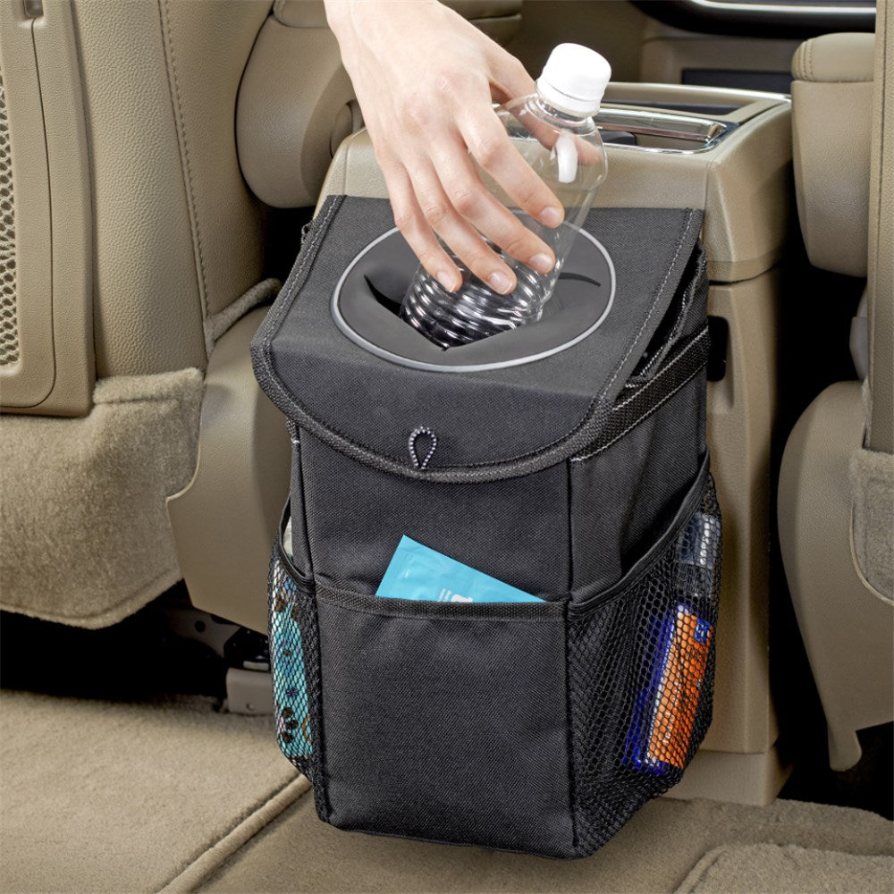 High Road Stash Away(TM) Console and Headrest Anchored Garbage Bin - HR-5567-BLK