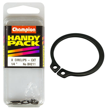 Champion Pack of 8 1/4 Steel External Shaft Circlips - BH211"
