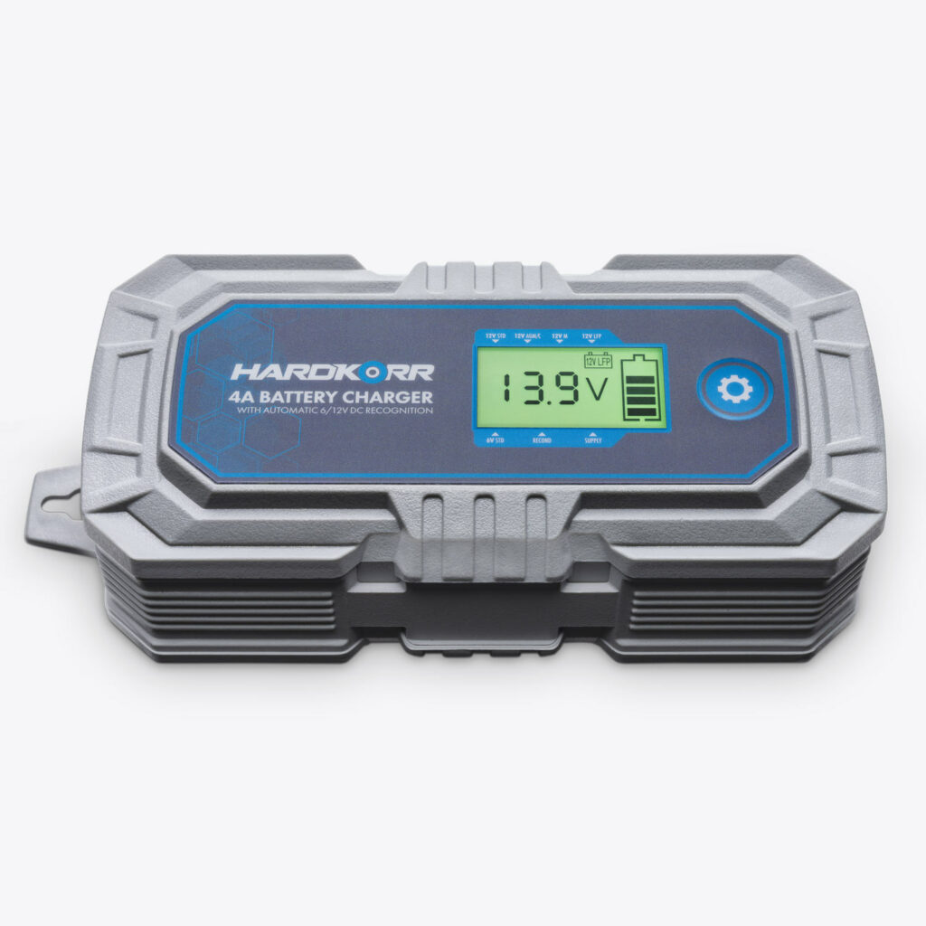 HardKorr 4A AC Battery Charger With Automatic 6/12V DC Recognition - HKPBATCHG4A
