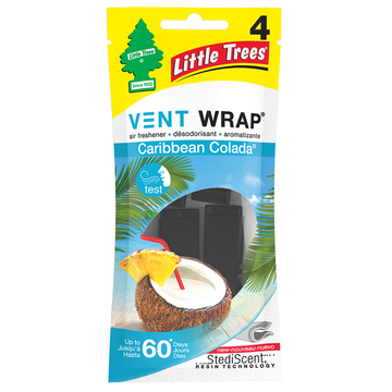 Little Trees Air Freshener Vent Wrap 4Pk - Caribbean Colada 52725