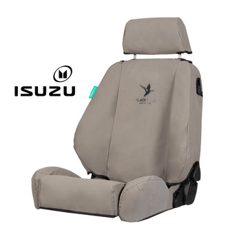 Black Duck Front Seat Covers for 08/2020+ Isuzu D-MAX Dual Cab & Space Cab - Grey Canvas - IDM212ABCCVGY