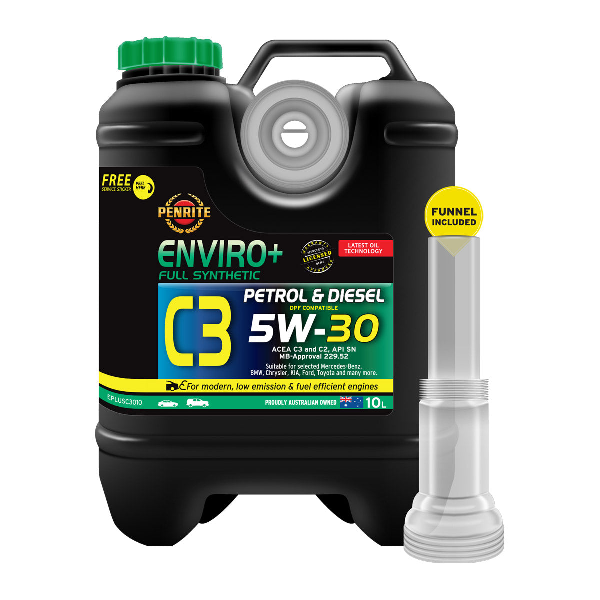 Penrite Enviro+ C3 5W-30 Full Synthetic Engine Oil 10L EPLUSC3010