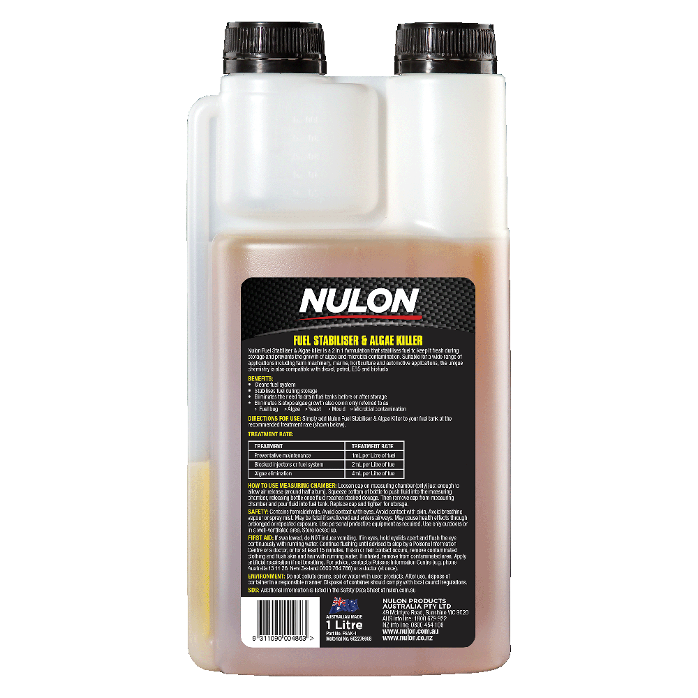 Nulon Fuel Stabiliser & Algae Killer 1L - FSAK-1 (Pickup Only)