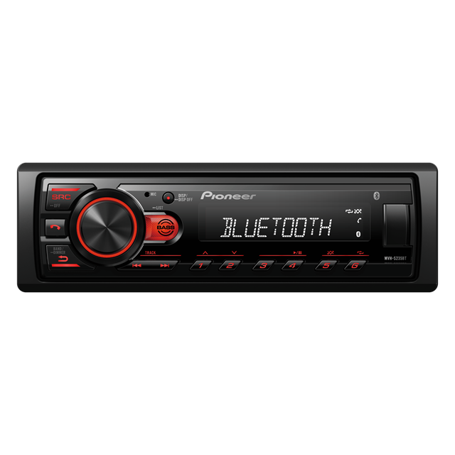 Pioneer MVH-S235BT Single DIN Mechless Media Receiver with Bluetooth and Front USB Input - MVHS235BT