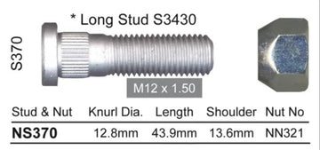 Nice Wheel Stud & Nut Set - NS370