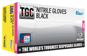 TGC Workgear Black Nitrile Gloves - 100pk - Small - 160001