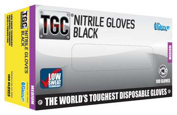 TGC Workgear Black Nitrile Gloves - 100pk - Medium - 160002