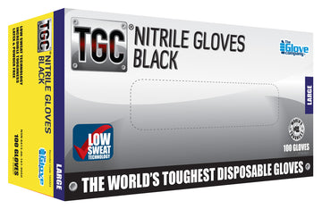 TGC Workgear Black Nitrile Gloves - 100pk - Large - 160003