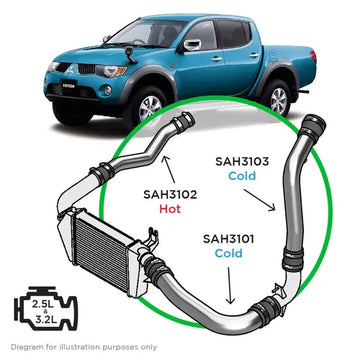 SAAS Mitsubishi Triton 2.5-3.2 ML-MN Intercooler Polished Alloy Pipe Kit - SAH3101-KIT