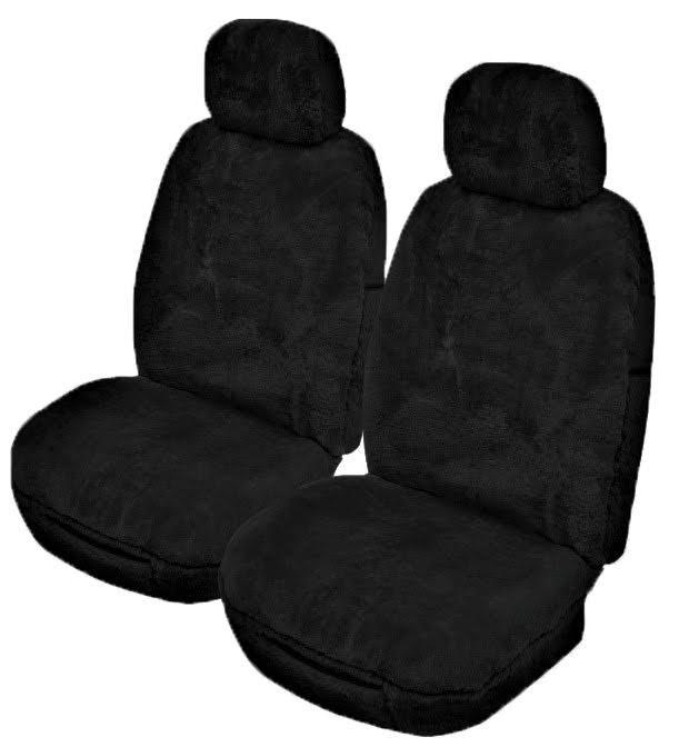 MyCar 25mm Thick Sheepskin Front Seat Covers Universal Size 30 - Black Alpine - SALPA3004