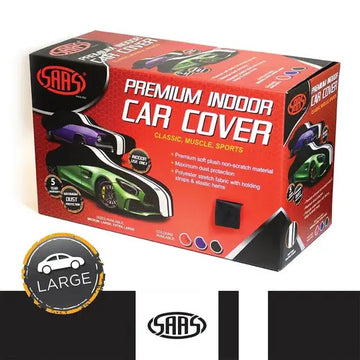 SAAS Car Cover Indoor Classic Large 5.0m Black With White Stripes - SC1012
