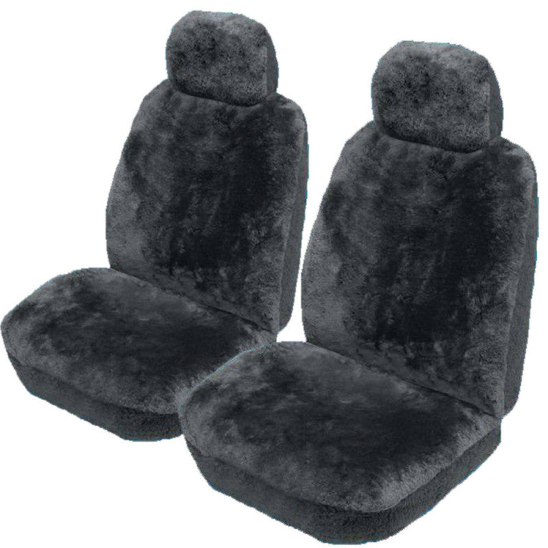 SE0087 Seat Cover Zone Tech Genuine Sheepskin Gray Universal Fit Car Seat Cover – Full Seat, Charcoal Gray, Plush Furry Seat Covers For Car - Foto 11