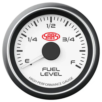 SAAS Fuel Level Gauge 52mm Muscle Series I White 12V - SG-FL52W