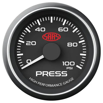 SAAS Oil Press Gauge 0-100psi 52mm Muscle Series I Black 12V - SG-OP52B1