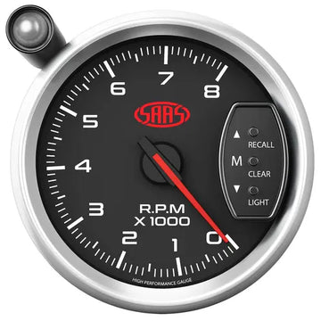 SAAS Tachometer 0-8K Shiftlite 3 3/4" 95mm Muscle Series 3 Black 12V - SG32612