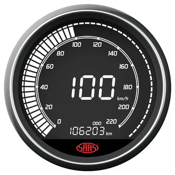 SAAS Speedo 0-220 KPH 80mm (3 1/8") In Dash Muscle Digital Series 12V - SG41263