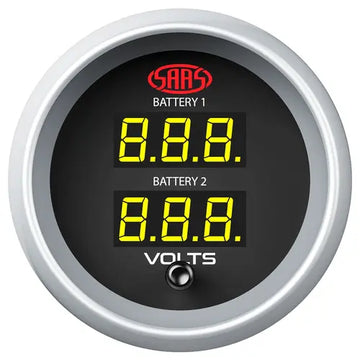SAAS Dual Volt Digital Gauge 8v-18v 52mm Muscle Series II Black 12V - SGDDVLT52BS2