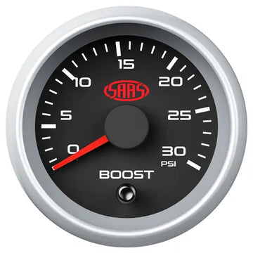 SAAS Boost Gauge Diesel 0-30 psi 52mm Muscle Series II Black 12V - SGTBD52BS2