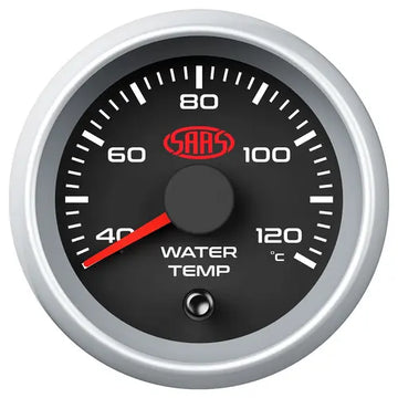 SAAS Water Temp Gauge 40°-120° 52mm Muscle Series II Black 12V - SGWT52BS2