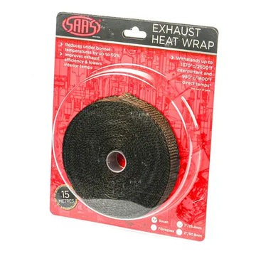 SAAS Exhaust Wrap Basalt Black 25mm (1in) x 15m - SHWT2515B