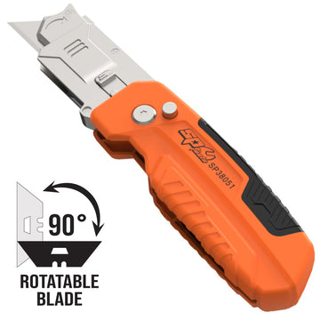 SP Tools Utility Knife - Folding Lock-back - 90° Rotatable Blade - SP38051 (click & collect only)