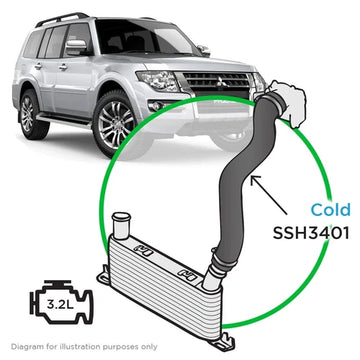 SAAS Mitsubishi Pajero 3.2 NS NT NX NW 2006 - 2020 Intercooler Cold Side Silicone - SSH3401