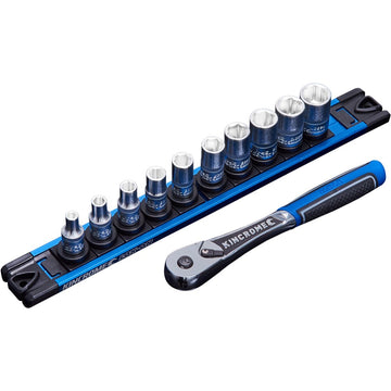 Kincrome 11 Piece 1/4" Drive Lok-On Set with Rail - Metric- K27040