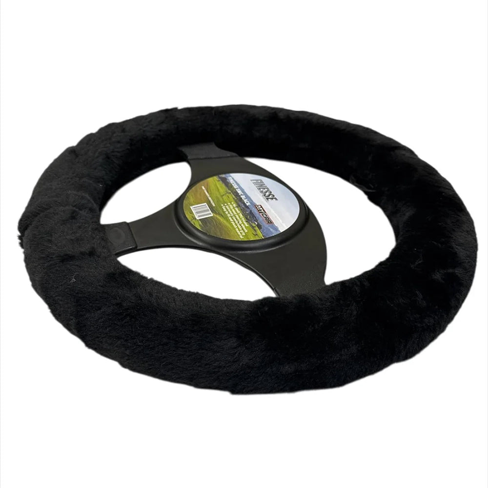 MyCar Finesse Faux Fur Steering Wheel Cover Black - SWCFAUX04