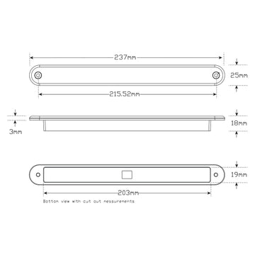 LED Autolamps 235W12E LED Reverse Recessed Strip Lamp