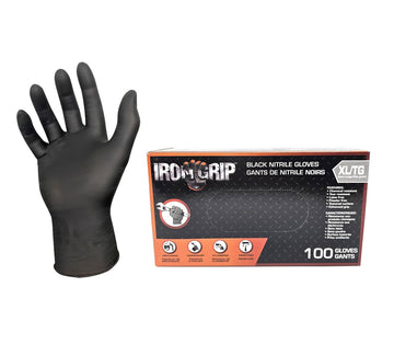 IRON GRIP Black Nitrile Gloves (XL) 100 Piece Disposable Gloves Extra Large - C3350XL