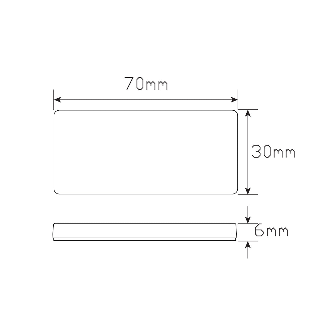 LED Autolamps 7030R Pair of Red Reflex Reflectors - Rectangle Shape with 3M Double Sided Tape Mount