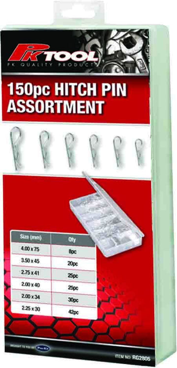 PKTool 150pc Hitch Pin/R Clip Assortment - RG2805 (Pickup Only)