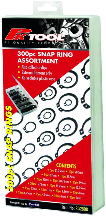 PKTool 300pc Circlip/Snap/Retaing Ring Assortment - RG2808 (Pickup Only)