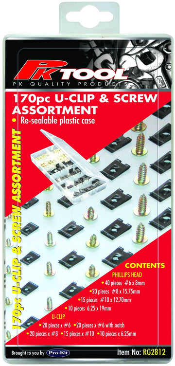 PKTool 170pc U-Clip and Screw Assortment - RG2812 (Pickup Only)