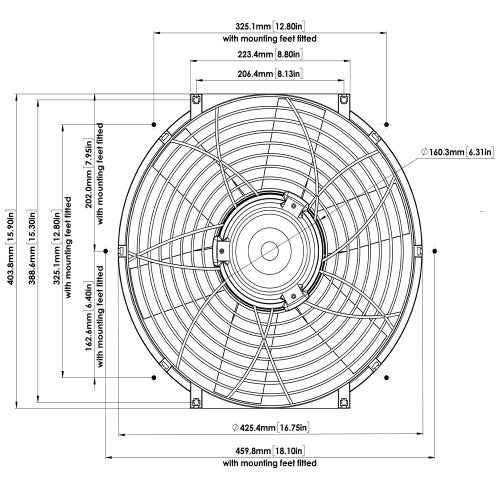 Davies, Craig Universal Fit 16" 12V Thermatic Electric Fan - 0166