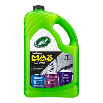 Green car wash bottle with label on a white background