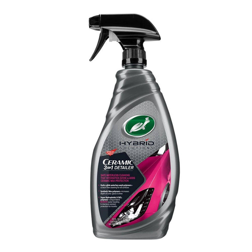 Silver spray bottle labeled 'Hybrid Ceramic 3-in-1 Detailer' on a white background
