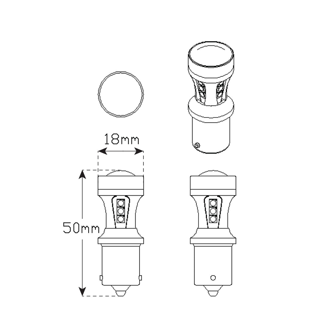 Led Autolamps 1156Am Bayonette Amber Led Indicator Bulb 12-24V 380Lm Effective